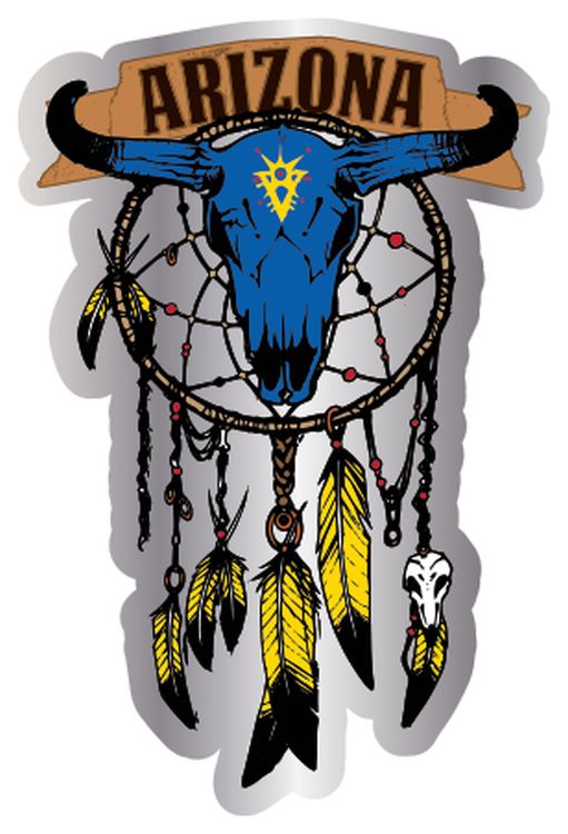 Signs 4 Fun STKAZ93 Arizona Dream Catcher Lg Sticker, Grey