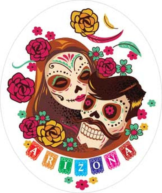 Signs 4 Fun STKAZ96 Arizona Day of The Dead Lg Sticker, Brown