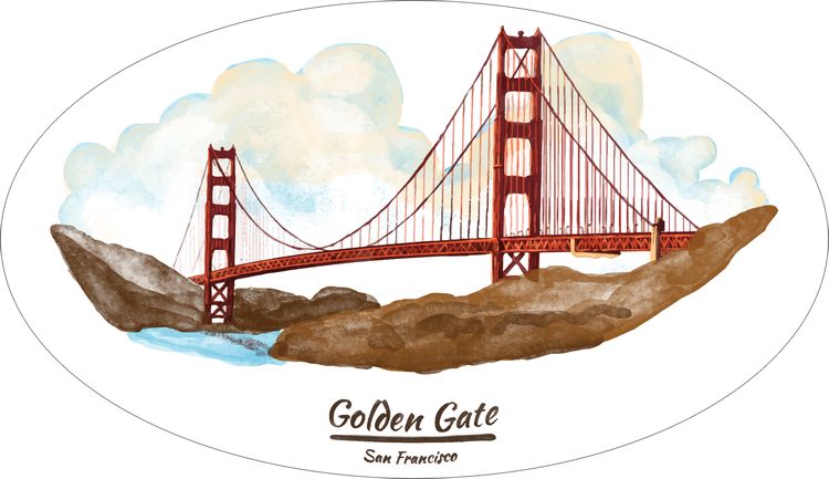 Signs 4 Fun STKCA03 CA Golden Gate Bridge Sticker, Orange