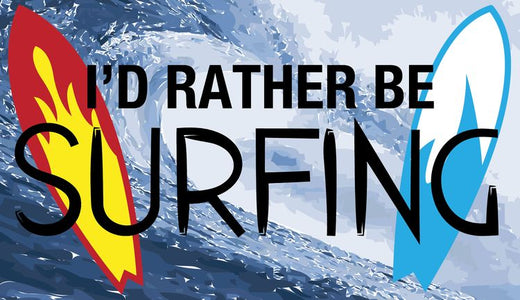 Signs 4 Fun STKCA06 Rather Be Surfing Sticker, Blue