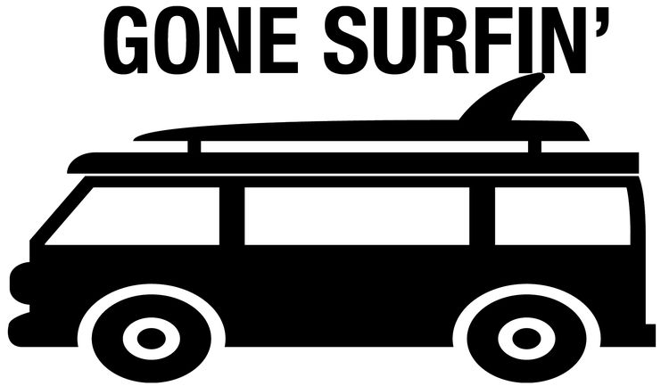 Signs 4 Fun STKCA10 Gone Surfing Sticker, Black