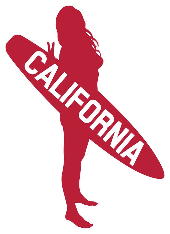 Signs 4 Fun STKCA22 CA Surfer Red Large Sticker