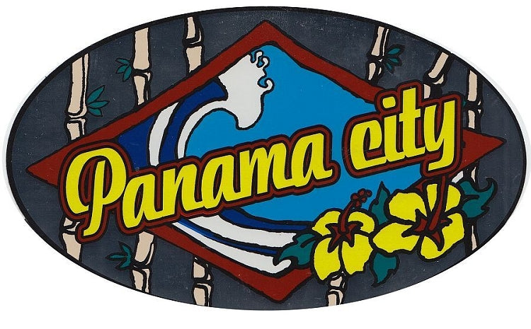 Signs 4 Fun STKFPC Panama City Wave Bamboo Sticker, Blue