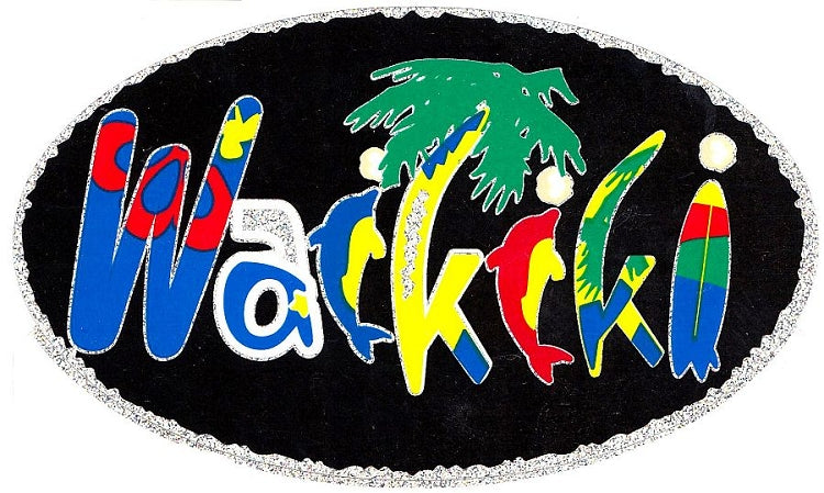 Signs 4 Fun STKH94 Waikiki Beach Sticker, Blue