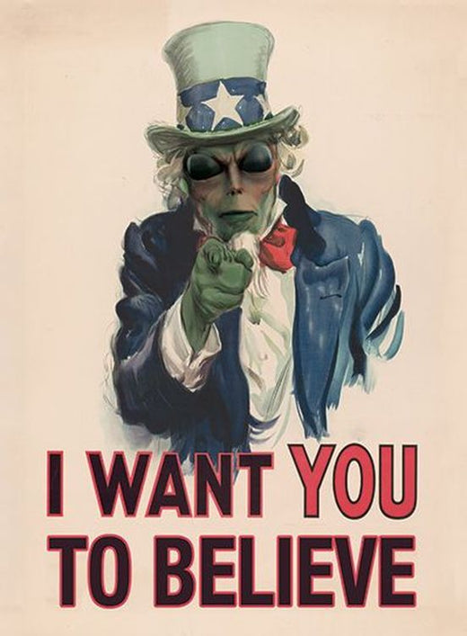 Signs 4 Fun STKNM63 Alien I Want You to Believe Lg Sticker, Cream