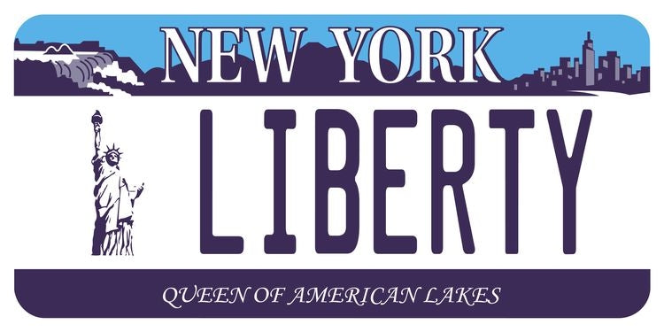 Signs 4 Fun STKNY06 NY Liberty Plate Large Sticker, Blue