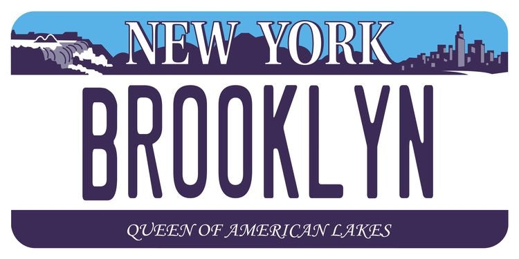 Signs 4 Fun STKNY08 NY Brooklyn Plate Large Sticker, Blue