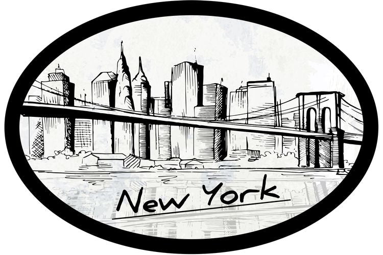 Signs 4 Fun STKNY13 NY Skyline Oval Sticker, Black