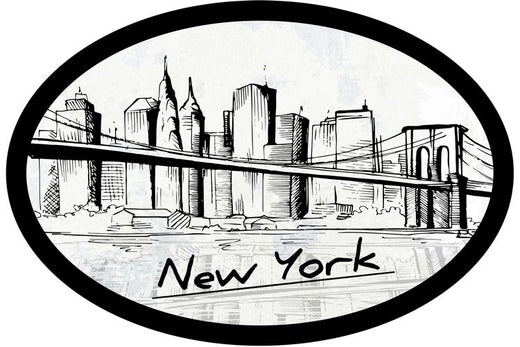 Signs 4 Fun STKNY13 NY Skyline Oval Sticker, Black
