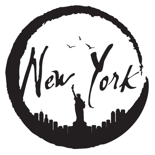 Signs 4 Fun STKNY16 NY Round Black Skyline Large Sticker