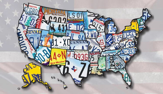 Signs 4 Fun STKP11 US Map License Plates Sticker, Blue