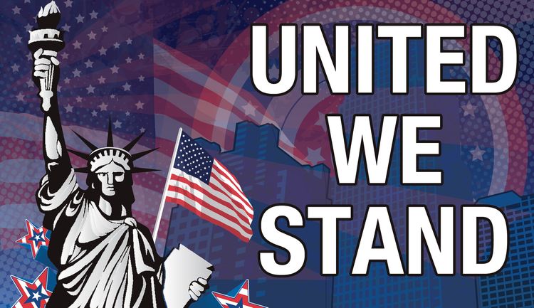 Signs 4 Fun STKP17 US United We Stand Sticker, Blue