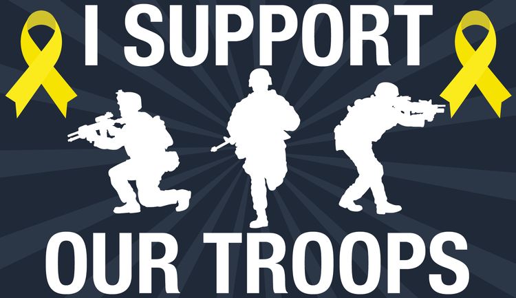 Signs 4 Fun STKP22 I Support Our Troops Sticker, White