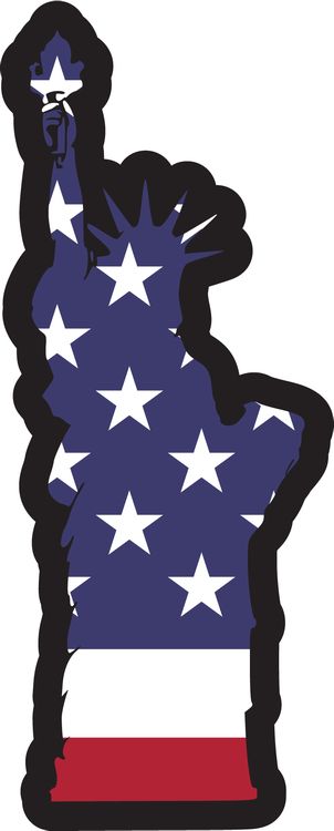 Signs 4 Fun STKP24 Liberty with Flag Large Sticker, Blue