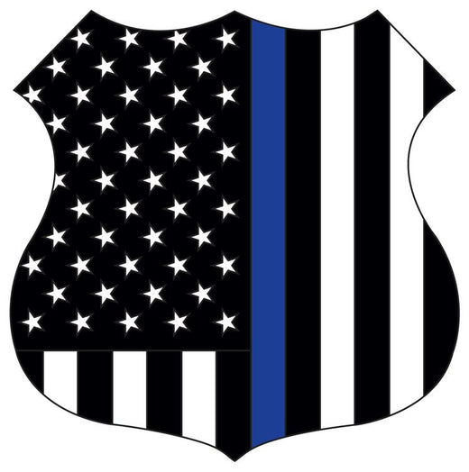 Signs 4 Fun STKP30 Thin Blue Line Shield Large Sticker, Black