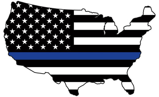 Signs 4 Fun STKP32 Thin Blue Line US Map Large Sticker, Black