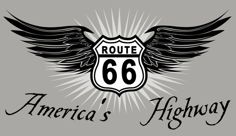 Signs 4 Fun STKR08 Route 66 America's Highway w/Wings Sticker, Grey