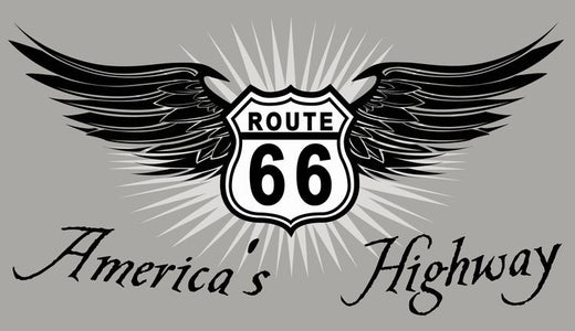 Signs 4 Fun STKR08 Route 66 America's Highway w/Wings Sticker, Grey