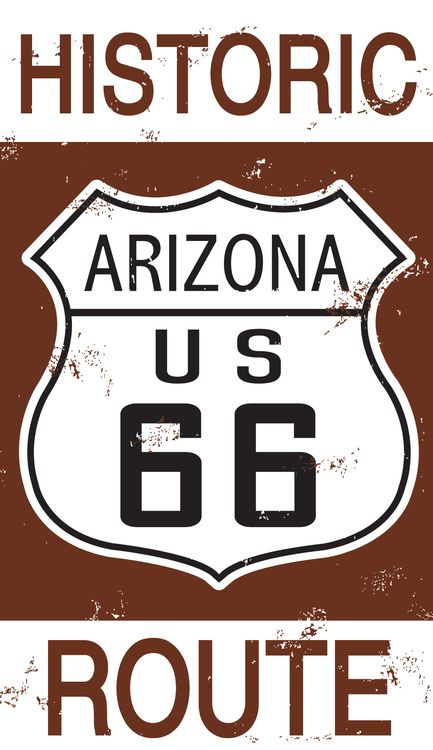 Signs 4 Fun STKR12 Route 66 AZ Historic Sign Sticker, Brown
