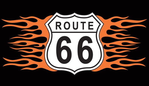 Signs 4 Fun STKR24 Route 66 Shield w/Flames Sticker, White