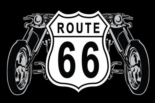 Signs 4 Fun STKR25 Route 66 Shield and Bike Large Sticker, Black