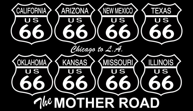 Signs 4 Fun STKR30 Route 66 8 Shields Black Sticker