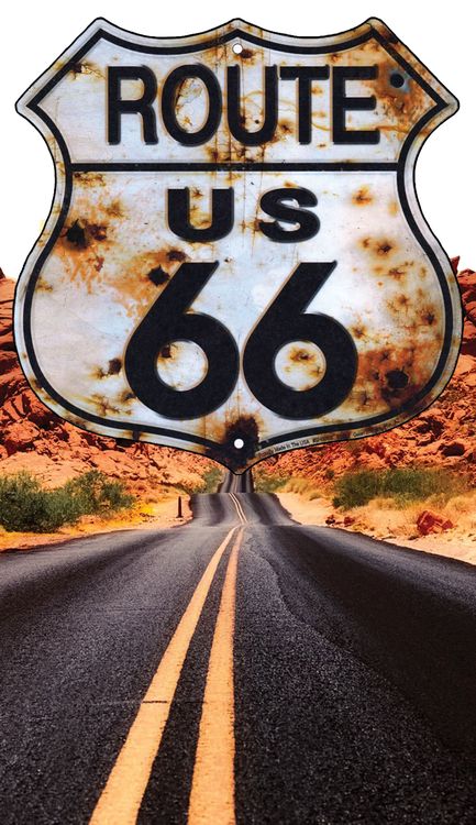Signs 4 Fun STKR33 Route 66 Bullet Shield on Highway Sticker, Grey