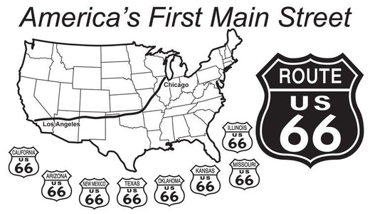 Signs 4 Fun STKR51 Route 66 America's First Main St Sticker, Black