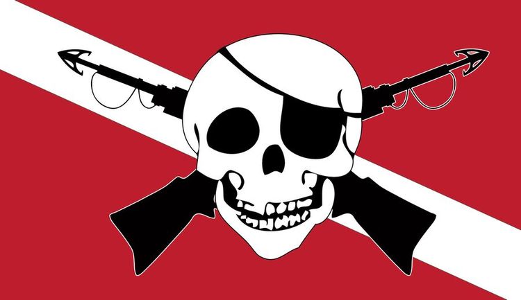 Signs 4 Fun STKU20 Diver Pirate Sticker, Red