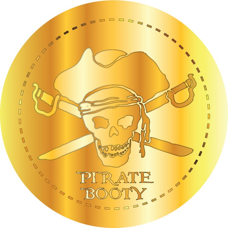 Signs 4 Fun STKU26 Gold Pirate Treasure Piece Large Sticker, Yellow
