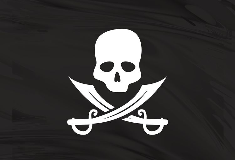 Signs 4 Fun STKU28 Pirate Flag Jolly Roger Large Sticker, Black
