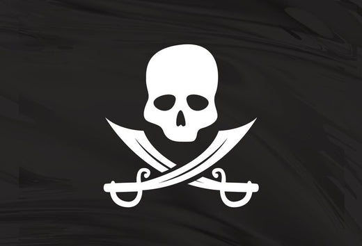 Signs 4 Fun STKU28 Pirate Flag Jolly Roger Large Sticker, Black