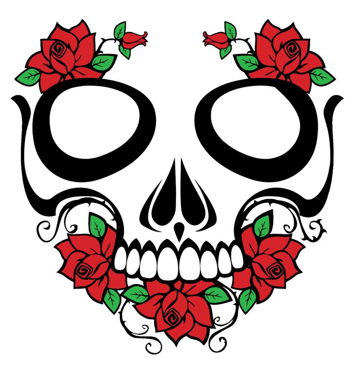 Signs 4 Fun STKU31 Skull and Roses Large Sticker, Red