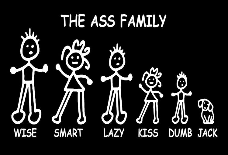 Signs 4 Fun STKU34 Ass Family Large Sticker, Black