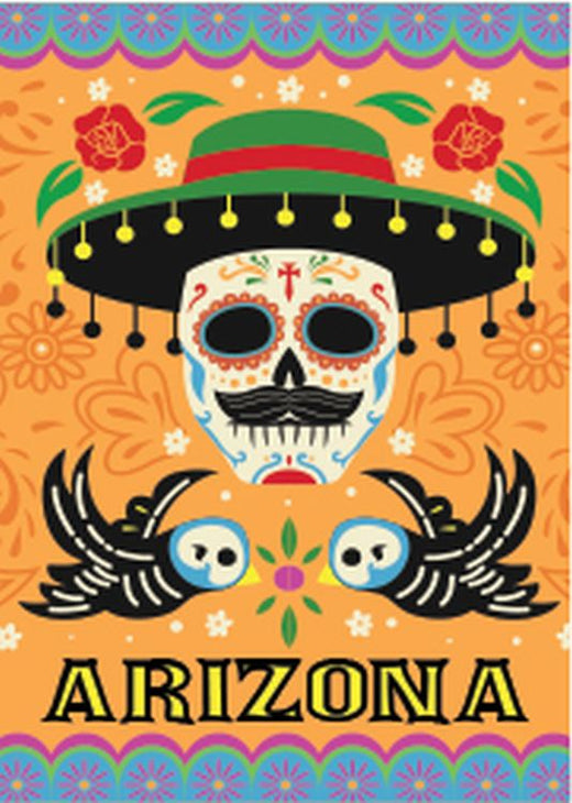 Signs 4 Fun STSAZ72 AZ Skull with Hat Sm Sticker, Orange