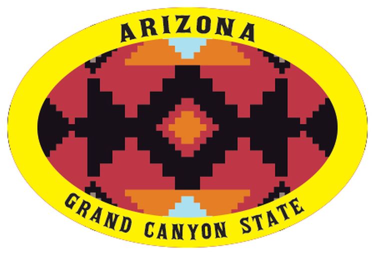 Signs 4 Fun STSAZ86 AZ Oval Native American Rug Sm Sticker, Yellow