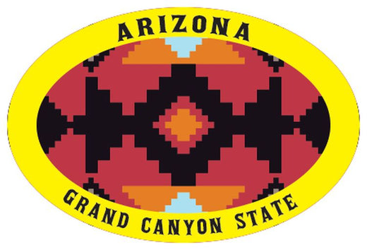 Signs 4 Fun STSAZ86 AZ Oval Native American Rug Sm Sticker, Yellow