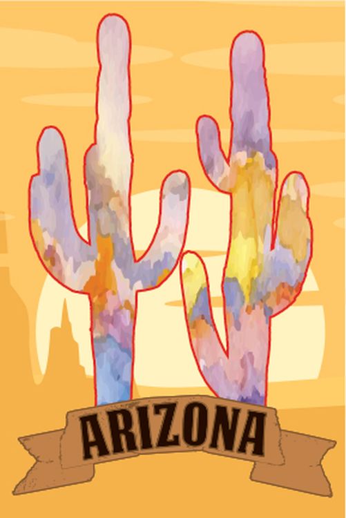 Signs 4 Fun STSAZ88 AZ Cactus Pastel Sm Sticker, Yellow
