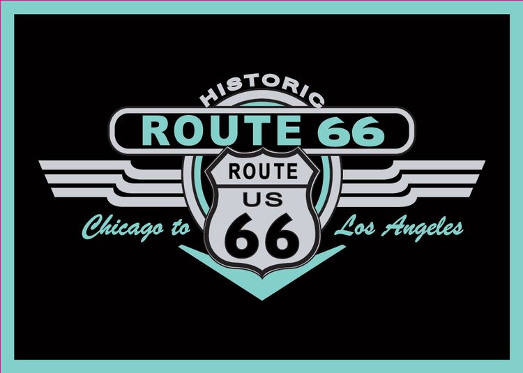 Signs 4 Fun STSR09 Route 66 Turquiose Small Sticker, Black
