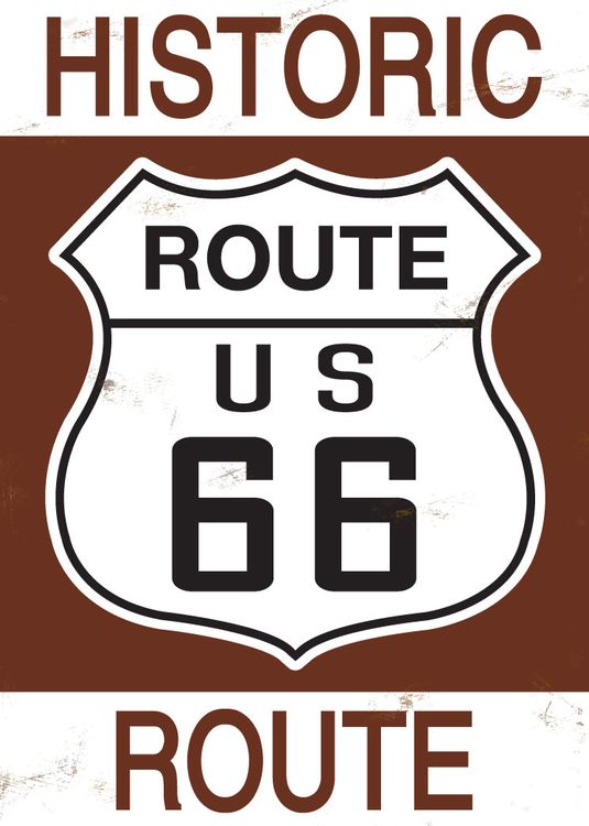 Signs 4 Fun STSR10 Route 66 US Historic Sign Small Sticker, Brown