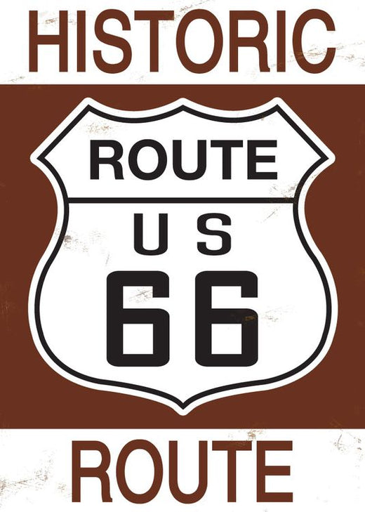 Signs 4 Fun STSR10 Route 66 US Historic Sign Small Sticker, Brown