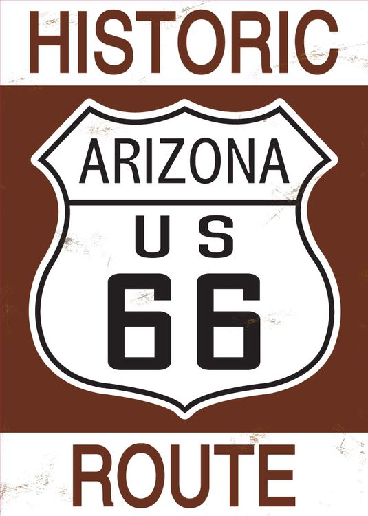 Signs 4 Fun STSR12 Route 66 Az Historic Sign Small Sticker, Brown