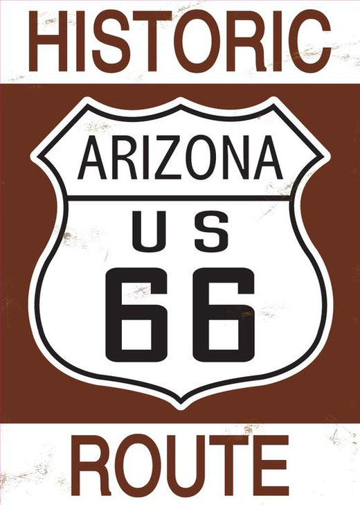 Signs 4 Fun STSR12 Route 66 Az Historic Sign Small Sticker, Brown