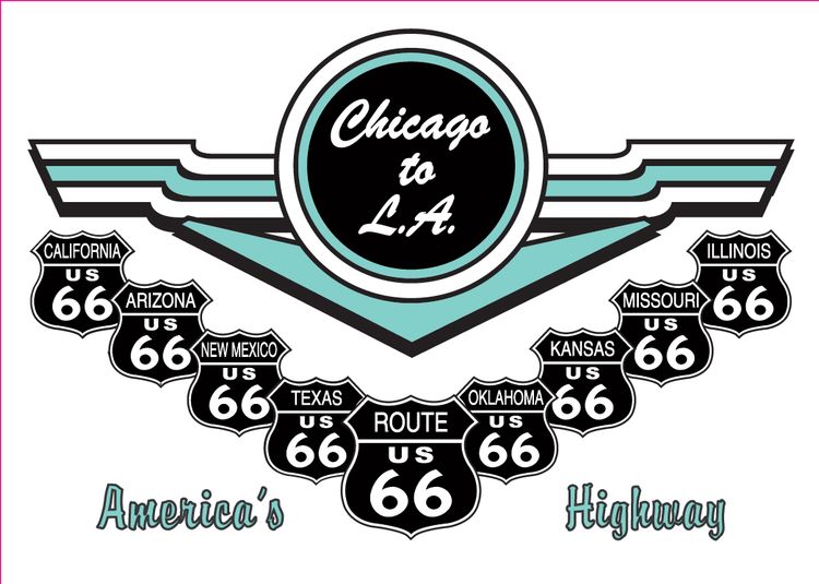 Signs 4 Fun STSR23 Route 66 Shields V Small Sticker, Blue