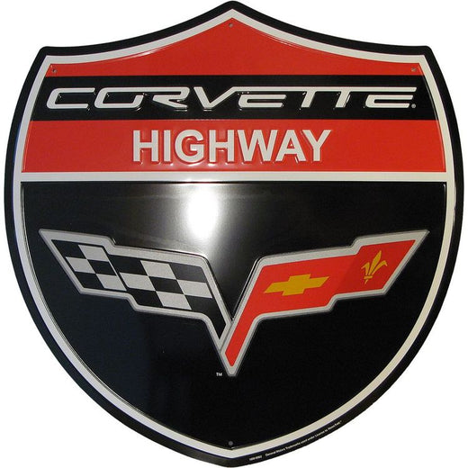 Signs 4 Fun SY0062 Corvette Highway 24 inch Die Cut Sign, Red