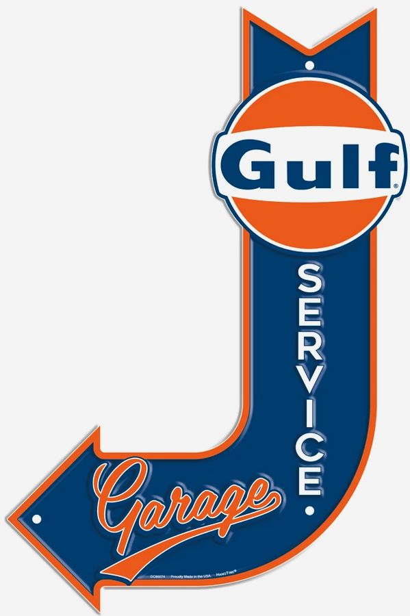 Die Cut Embossed Metal Sign GULF SERVICE GARAGE Wall Decor Tin Sign