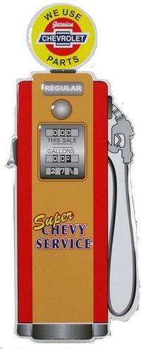 Signs 4 Fun SYM733 Chevy Gas Pump Die Cut Sign, Yellow