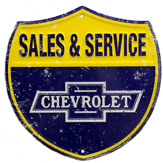Signs 4 Fun SYRD128 Chevy Sales & Service 24 inch Die Cut Sign, Blue