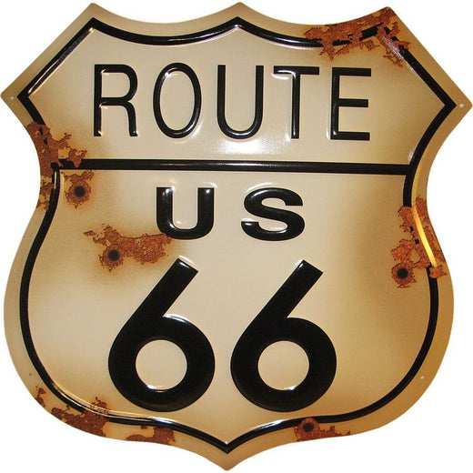 Signs 4 Fun SYRD132 Route 66 24 inch Shield Die Cut Sign, Cream