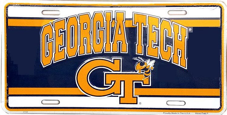 Signs 4 Fun Parody License Plate | Georgia Tech w/Logo | 12 x 6 Decorative License Plate | Decoration Plate for Vehicle/Wall | Man Cave Decorations | Made in The USA